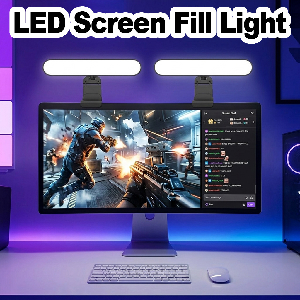 Desk Setup Videos - โคมไฟหน้าจอ LED แบบสัมผัสปรับความสว่างได้ สำหรับแล็ปท็อป ใช้สำหรับวิดีโอคอล การประชุมออนไลน์