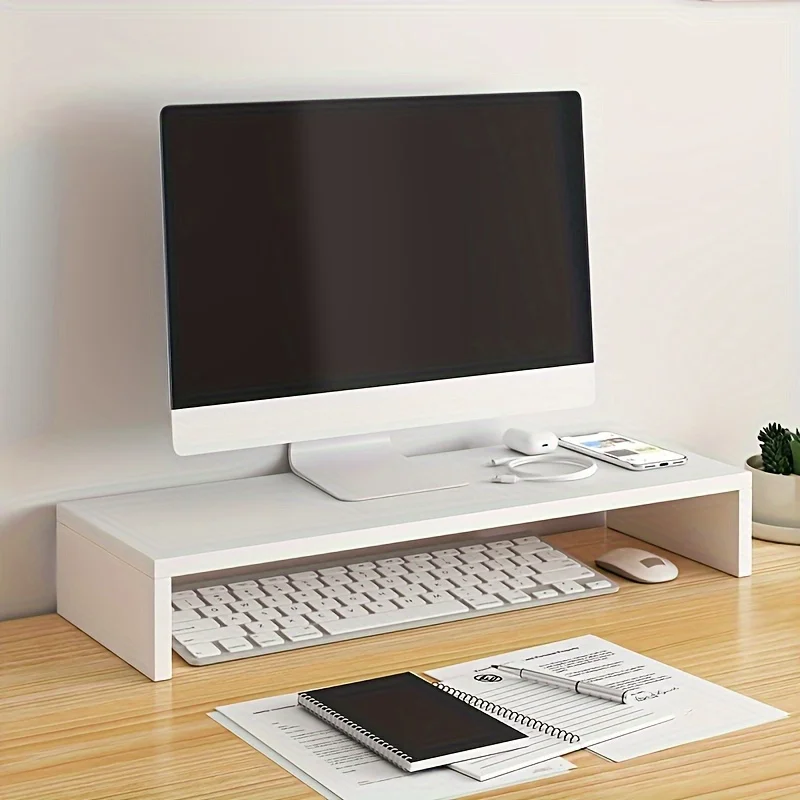 Monitor Riser Wood - แท่นวางจอคอมพิวเตอร์ไม้ขนาดใหญ่ ยกสูงพร้อมที่จัดเก็บและจัดระเบียบคีย์บอร์ด สำหรับสำนักงานและหอพัก