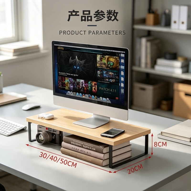 Monitor Riser Wood - แท่นวางจอคอมพิวเตอร์แบบยกสูงพร้อมที่เก็บของสำหรับโต๊ะทำงานที่บ้านและสำนักงาน