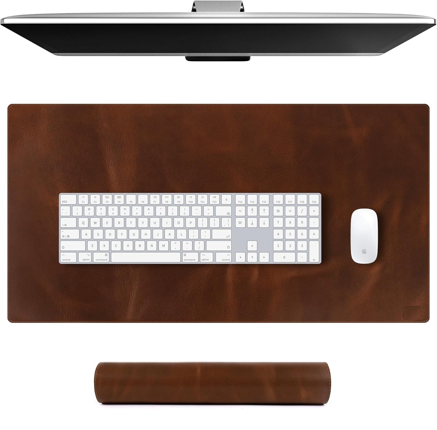 Desk Pad Leather Large - แผ่นรองโต๊ะหนังแท้ ขนาดใหญ่ ป้องกันรอยขีดข่วน ใช้ได้กับคอมพิวเตอร์ แผ่นรองเมาส์ โต๊ะทำงาน