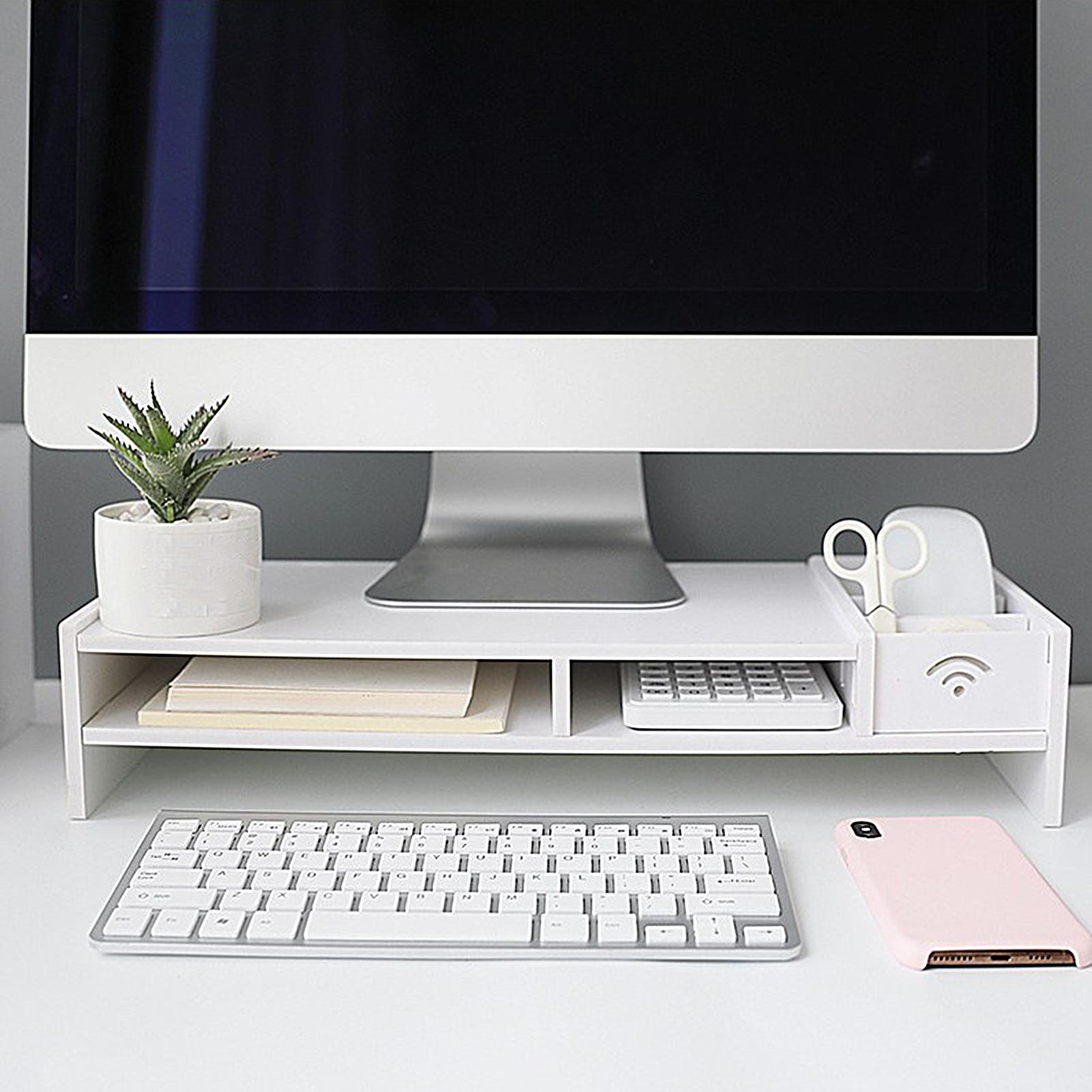 Monitor Riser Wood - ชั้นวางจอคอมพิวเตอร์ 3 ชั้น สำหรับจัดระเบียบโต๊ะทำงาน เหมาะสำหรับอ่านหนังสือ เรียน