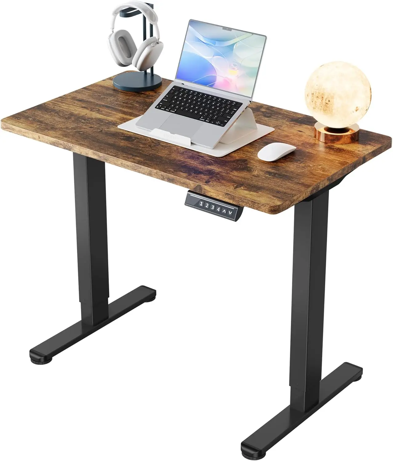 Desk Setup Small - HUANUO โต๊ะทำงานไฟฟ้าขนาดเล็ก 32 นิ้ว ปรับระดับความสูงได้, ตั้งค่าความสูงได้