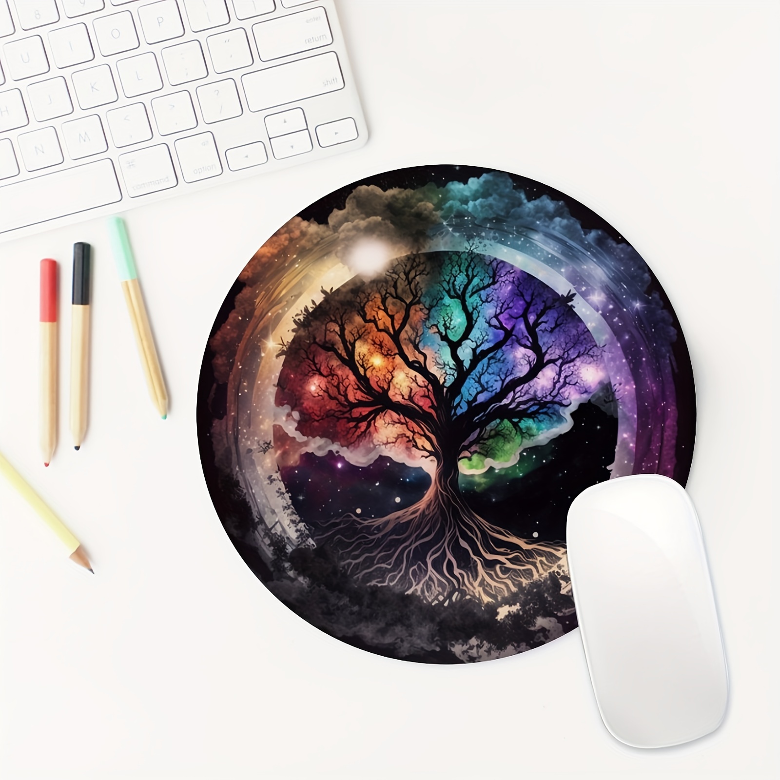 Desk Setup Small - Life Tree รอบแผ่นรองเม้าส์น่ารักแผ่นรองเมาส์ลื่น Mousepad ขนาดเล็กการตั้งค่า GAMING