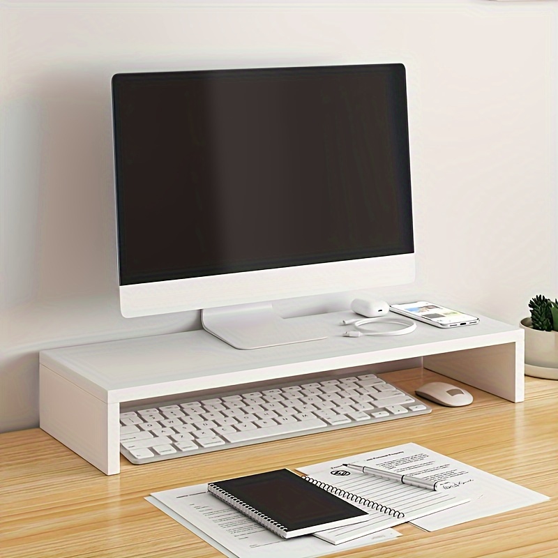 Monitor Riser Wood - ขาตั้งจอภาพไม้กว้างขวางยกคอมพิวเตอร์พร้อมตัวจัดเก็บและการจัดการคีย์บอร์ดสําหรับหอพักสํานักงาน