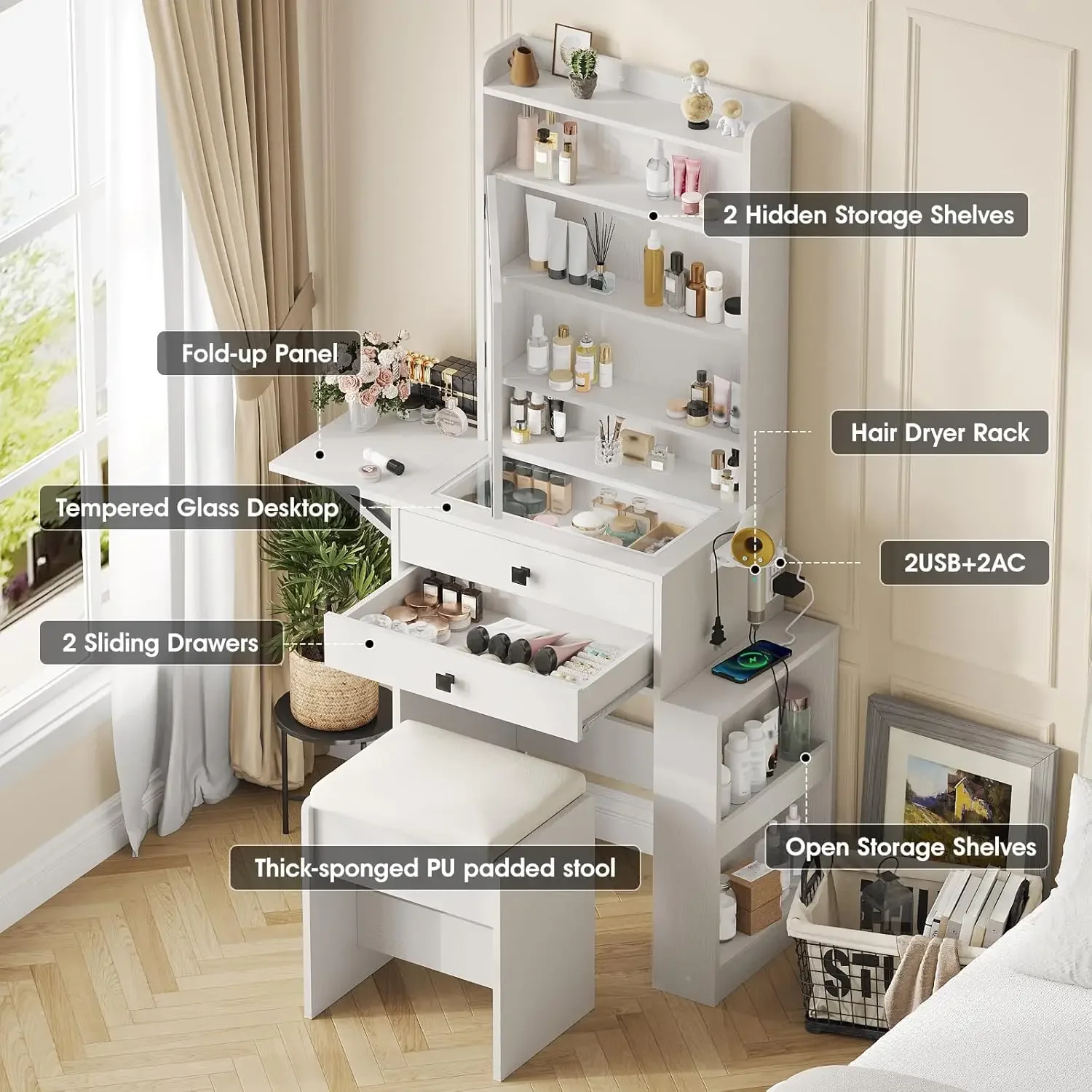 โต๊ะเครื่องแป้งขนาดเล็กพร้อมกร - Desk Setup Small บทวิจารณ์และราคา
