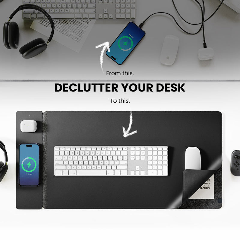 แผ่นรองเมาส์แม่เหล็กไร้สาย 15W - Desk Pad Leather Large บทวิจารณ์และราคา