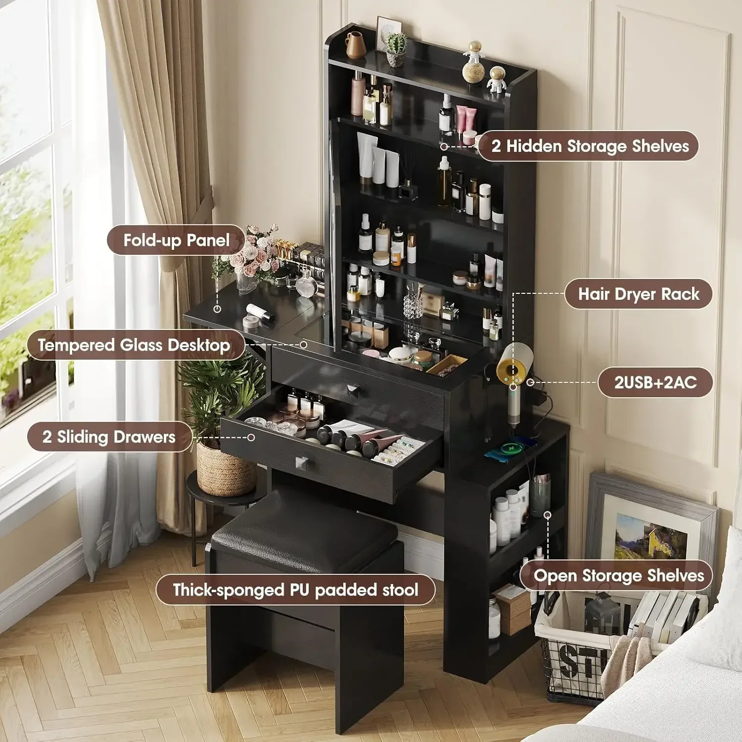 โต๊ะเครื่องแป้งขนาดเล็ก, กระจก - Desk Setup Small บทวิจารณ์และราคา