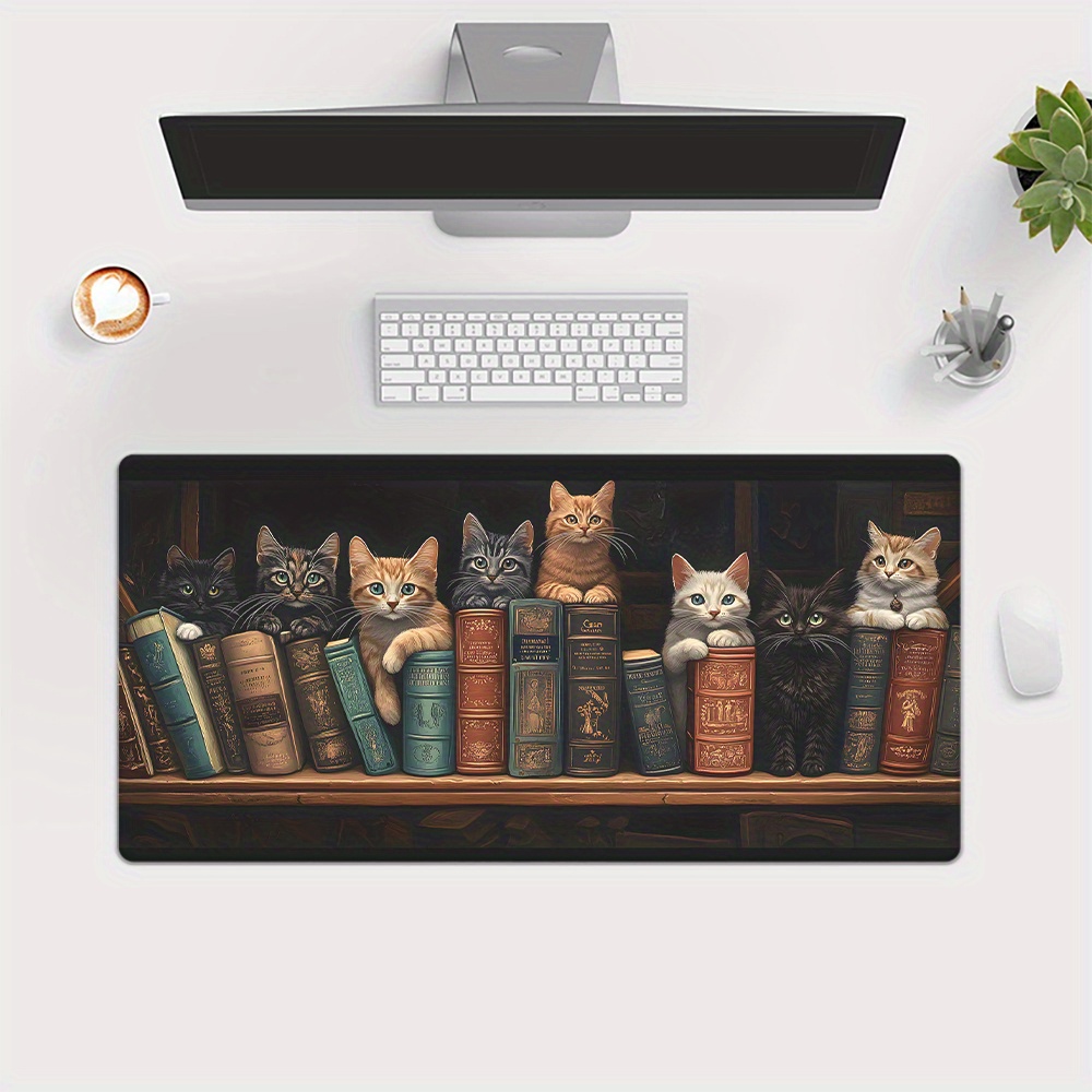 แผ่นรองเมาส์ลายแมวน่ารักบนหนัง - Desk Setup Books บทวิจารณ์และราคา