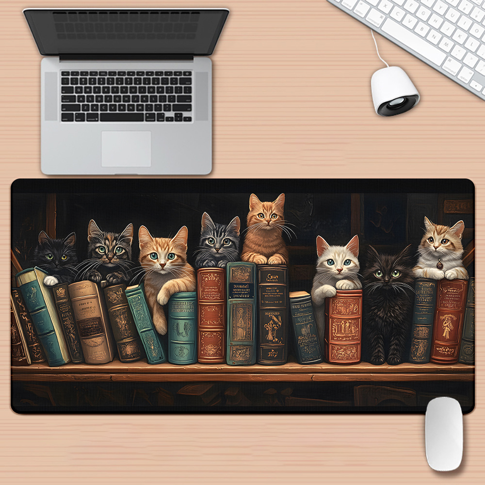 แผ่นรองเมาส์ลายแมวน่ารักบนหนัง - Desk Setup Books บทวิจารณ์และราคา
