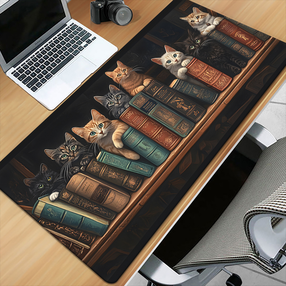 แผ่นรองเมาส์ลายแมวน่ารักบนหนัง - Desk Setup Books บทวิจารณ์และราคา