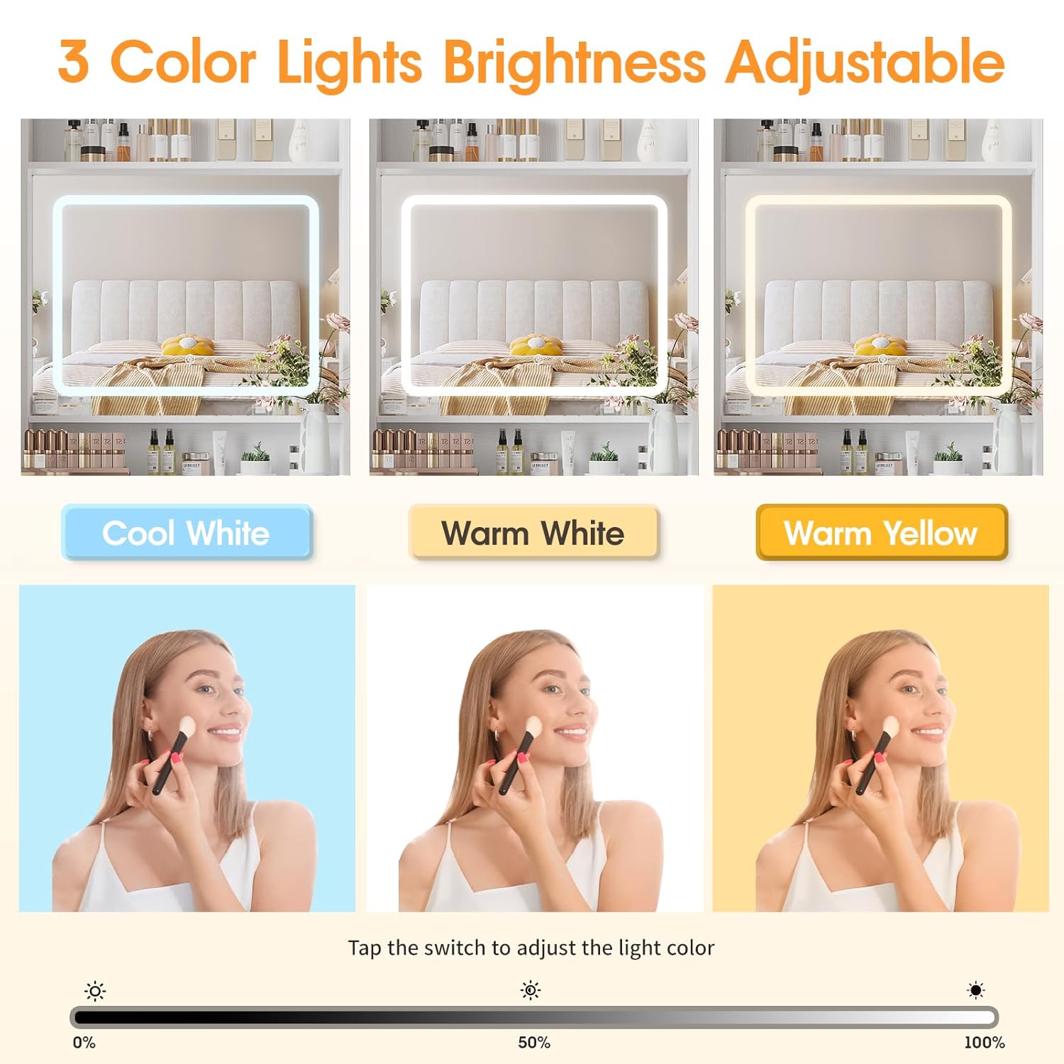 โต๊ะเครื่องแป้งพร้อมกระจกและไฟ - Desk Setup Small บทวิจารณ์และราคา
