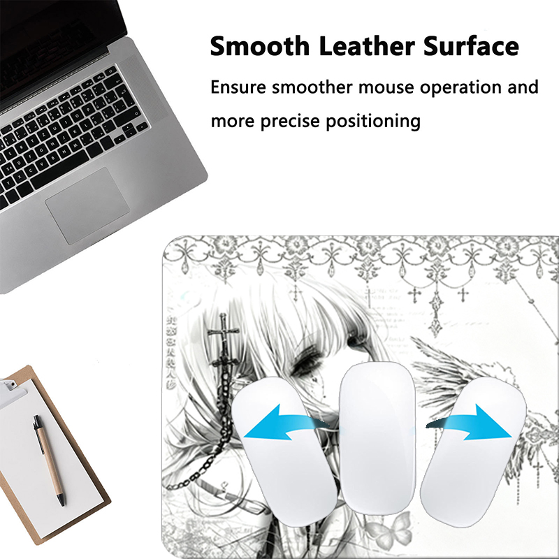 แผ่นรองเมาส์หนังสีดำสีขาวอะนิเ - Desk Setup Rug บทวิจารณ์และราคา